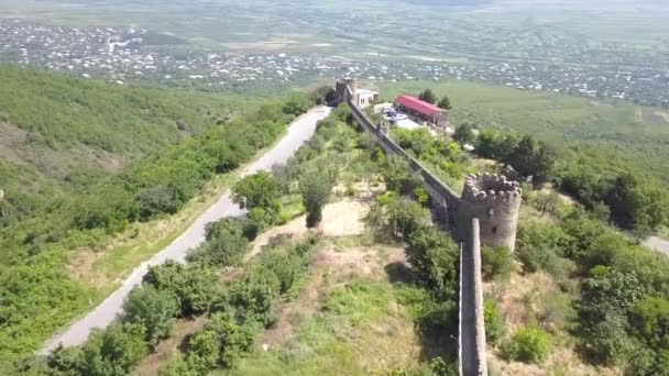 Vista Aérea Para Cidade Sighnaghi Cidade Georgiana Signagi Região Mais — Vídeo de Stock