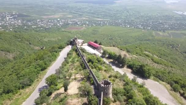 Flygfoto Till Sighnaghi City Georgiska Staden Signagi Georgiens Östligaste Regionen — Stockvideo