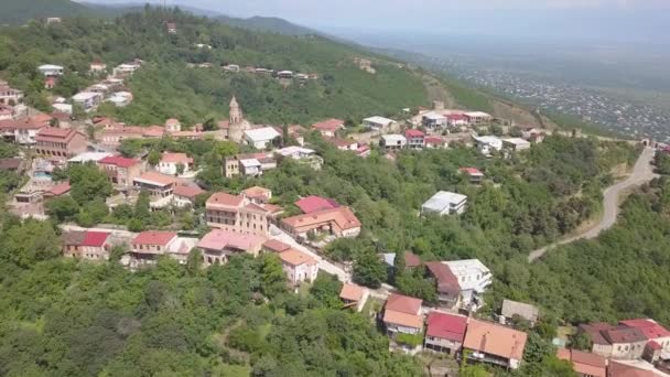 Vista Aérea Para Cidade Sighnaghi Cidade Georgiana Signagi Região Mais — Vídeo de Stock