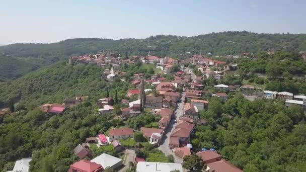 Aerial Snabbt Flytta Bilder Till Sighnaghi City Georgiska Staden Signagi — Stockvideo