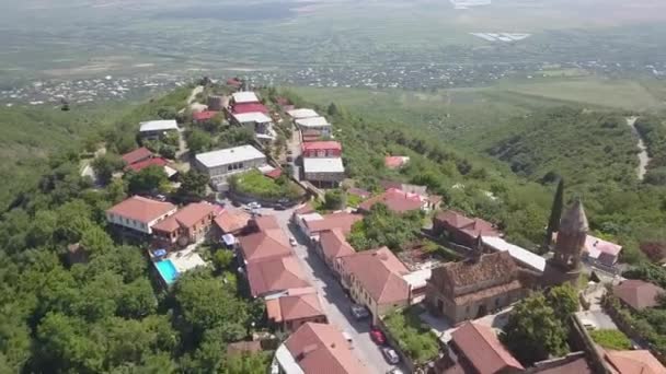 Hava Hızlı Sighnaghi Şehrine Gürcü Şehir Kakheti Georgia Nın Doğudaki — Stok video