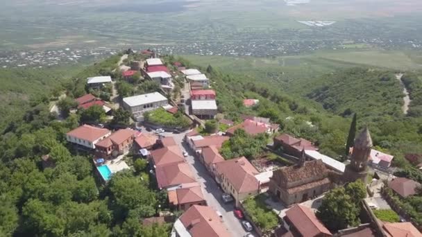 Flygfoto Till Sighnaghi City Georgiska Staden Signagi Georgiens Östligaste Regionen — Stockvideo