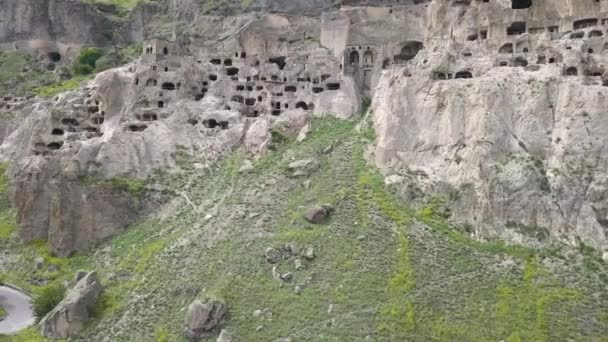 Vardzia Mağara Manastırı Erusheti Dağ Yakınındaki Ahıska Georgia Mtkvari Nehri — Stok video