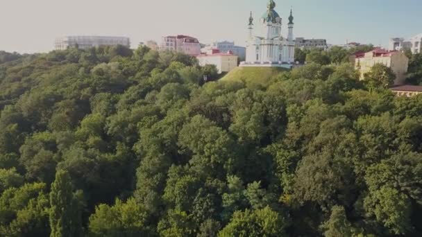 Híres Turisztikai Helyek Kijev Ukrajna Egy Fővárosában Andrew Church Andriyivskyy — Stock videók