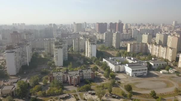 Vista Aérea Drone Frome Aos Grandes Edifícios Grandiosos Área Residencial — Vídeo de Stock