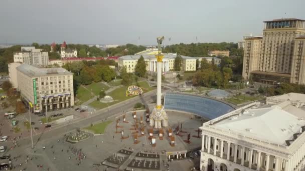 Kiev Oekraïne September 2018 Luchtfoto Van Het Standbeeld Van Onafhankelijkheid — Stockvideo