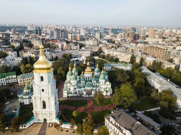 Flygfoto Till Berömda Sophia Cathedral Kiev Solig Morgon Ukraina — Stockfoto