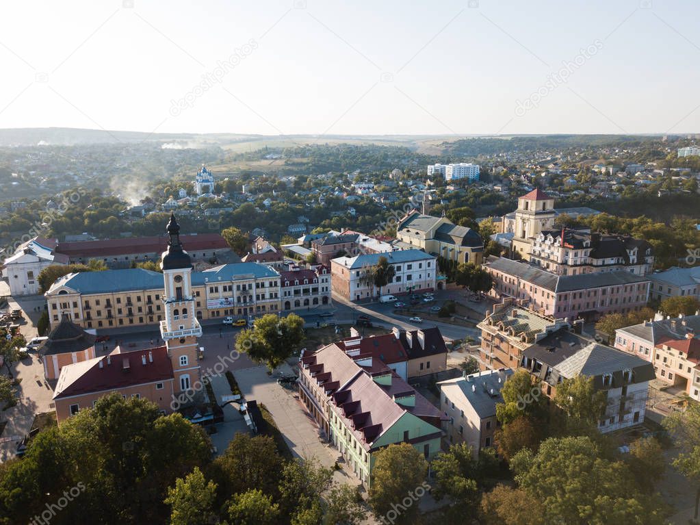 Aerial view of historic city of Kamianets-Podilskyi, Ukraine.