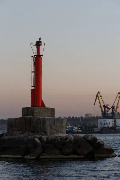 Leuchtfeuer Der Nähe Des Hafens Azov Meer Berdiansk Ukraine — Stockfoto