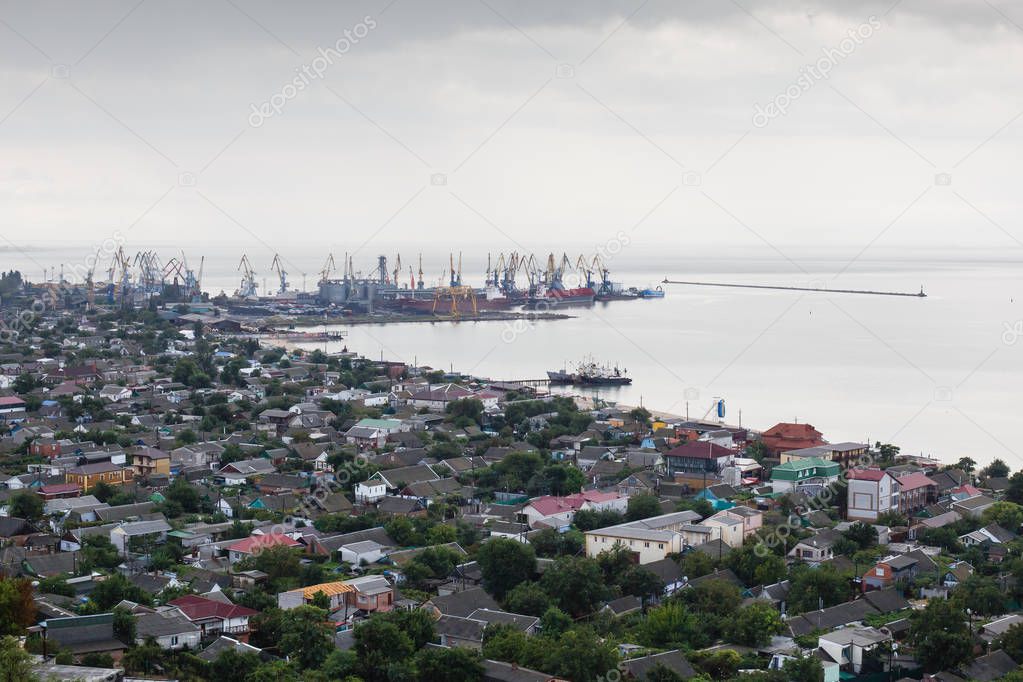 View to the Azov sea port of Berdyansk, Ukraine