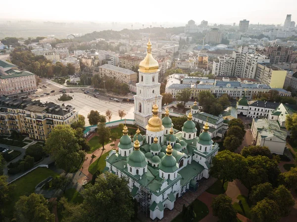 Flygfoto Till Berömda Sophia Cathedral Kiev Solig Morgon Ukraina — Stockfoto
