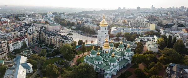 Vista Aérea Para Famosa Catedral Santa Sofia Kiev Manhã Ensolarada — Fotografia de Stock