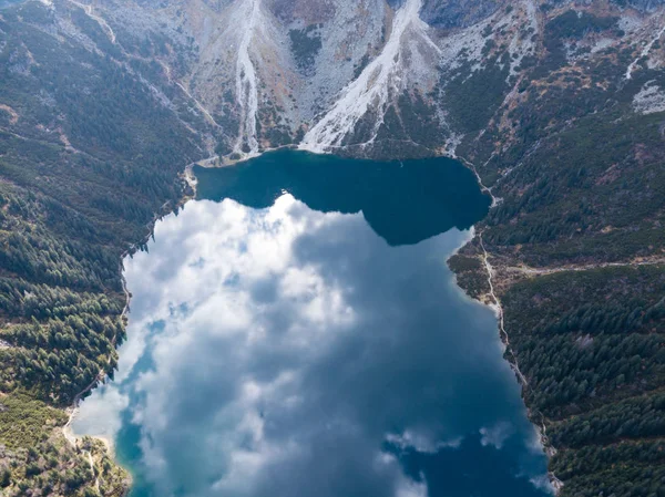 著名的波兰景观 壮观的空中景色 山湖莫尔斯基奥科 塔特拉山脉 — 图库照片