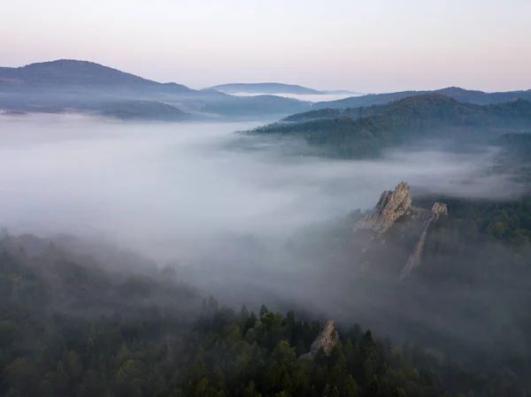 Aerial View Tustan Fortress Archeological Natural Monument National Significance Urych — Stock Photo, Image