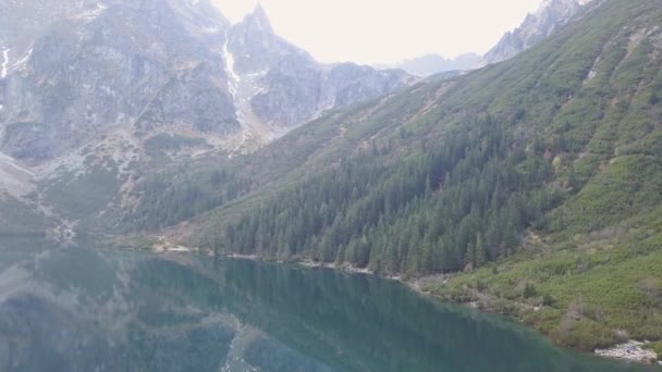 Paisagem Polonesa Famosa Vista Aérea Espetacular Para Lago Montanha Morskie — Vídeo de Stock