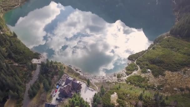 Paysage Polonais Célèbre Vue Aérienne Spectaculaire Sur Lac Montagne Morskie — Video