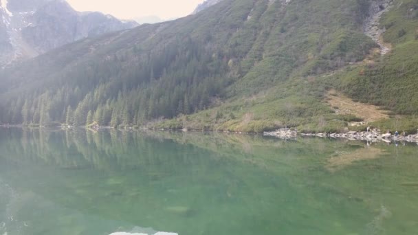 Beroemde Pools Landschap Spectaculaire Luchtfoto Naar Berg Lake Morskie Oko — Stockvideo