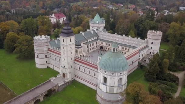 Krasiczyn Poland October 2018 Aerial View Krasicki Palace Krasiczyn Castle — Stock Video
