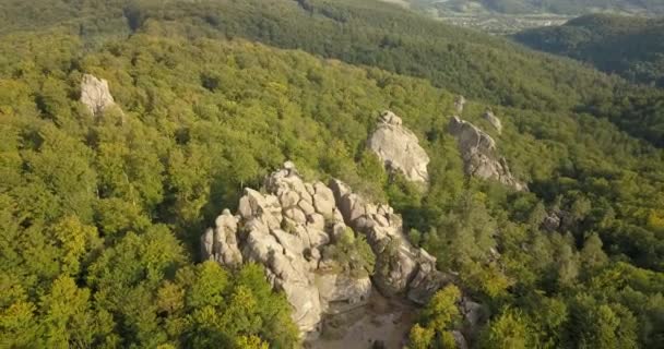 Dovbush Kayalarda Bubnyshche Efsanevi Bir Yer Güzel Doğal Ormanları Turist — Stok video