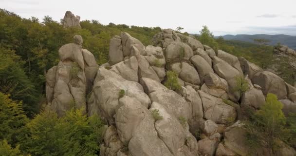 Dovbush Kayalarda Bubnyshche Efsanevi Bir Yer Güzel Doğal Ormanları Turist — Stok video