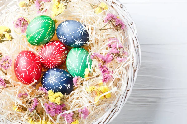 Hand painted different colors easter eggs — Stock Photo, Image