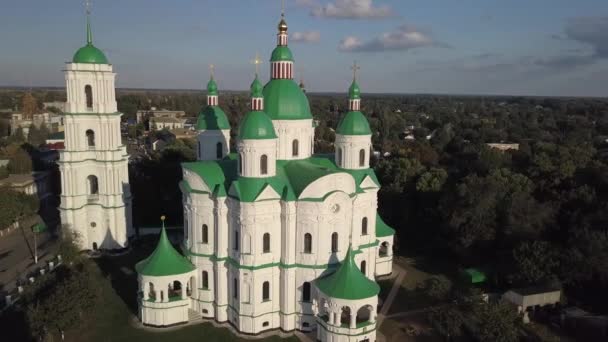 Aerail View Cathedral Nativity Blessed Virgin Kozelets Chernihiv Region Ukraine — Stock Video