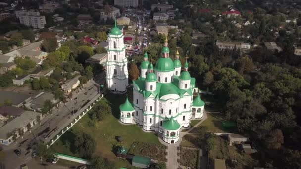 乌克兰切尔尼赫夫地区科泽莱特大教堂耶稣降生的航空景观 乌克兰语和伊丽莎白语巴洛克风格的重要建筑纪念碑 建于1752 1763年 — 图库视频影像