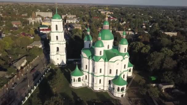 Flygbild Till Cathedral Nativity Blessed Virgin Kozelets Tjernihiv Regionen Ukraina — Stockvideo