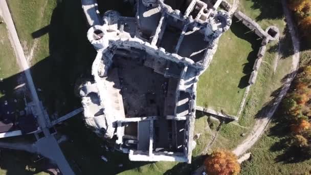 Εναέρια Θέα Από Τηλεκατευθυνόμενο Στα Ερείπια Του Μεσαιωνικού Κάστρου Στο — Αρχείο Βίντεο