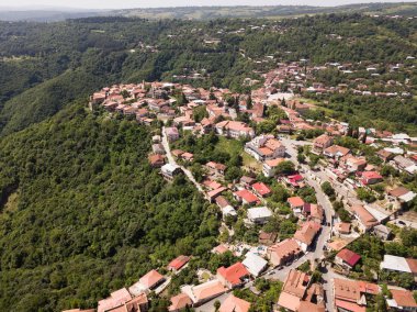 Sighnaghi City - Gürcü kasaba Signagi: Kakheti, Georgia'nın en doğudaki bölgede havadan görünümü. Önemli Merkezi Gürcistan'ın turizm sektörü. Georgia Alazani vadisinde.