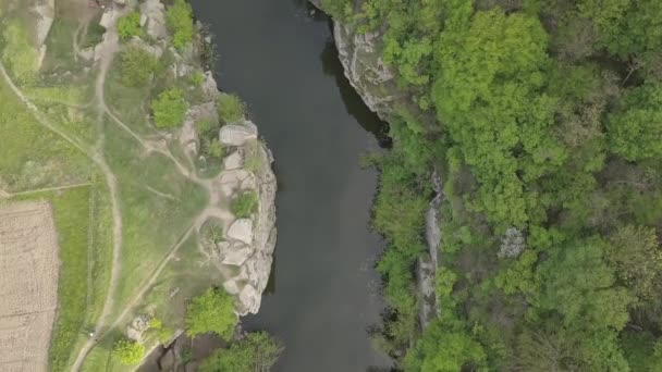 Vista Aérea Incrível Para Buky Canyon Rio Hirskyi Tikich Região — Vídeo de Stock