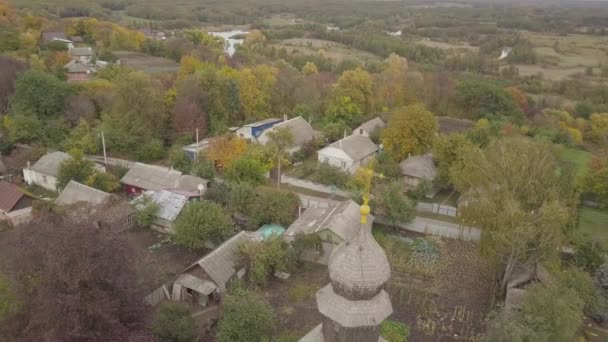 Ukrayna Nın Chernihiv Yakınlarındaki Sedniv Köyündeki Gökyüzü Ahşap Kazakları Aziz — Stok video