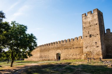 Bilhorod-Dnistrovskyi, Ukrayna-Ağustos 15 2018: The Dinyester Estuary bankasında olan beatutiful antik kale Akkerman, Odessa bölgesi, Ukrayna