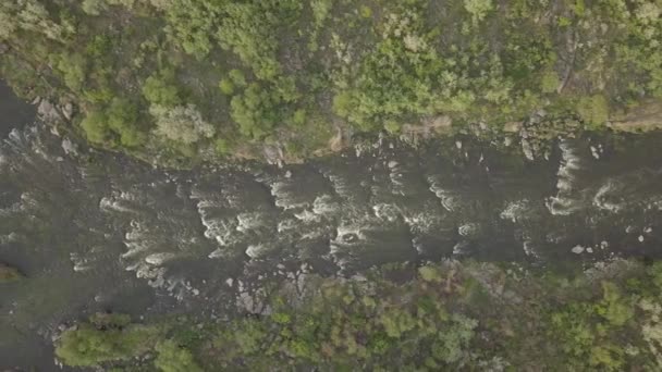 Aerial View Granite Mountains Rapids Southern Bug River Mihiia Village — Stock Video