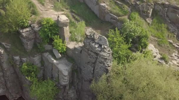 Vista Aérea Para Buky Canyon Rio Hirskyi Tikich Região Cherkassy — Vídeo de Stock