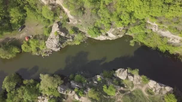 Aerial View Buky Canyon River Hirskyi Tikich Cherkassy Region Ukraine — Stock Video