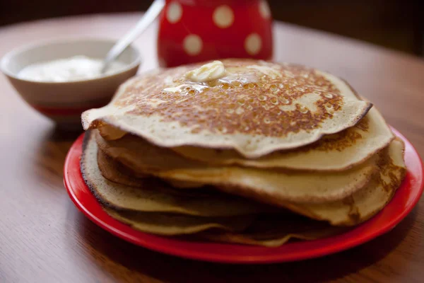 Traditional Russian Pancakes Shrove Tuesday — Stock Photo, Image