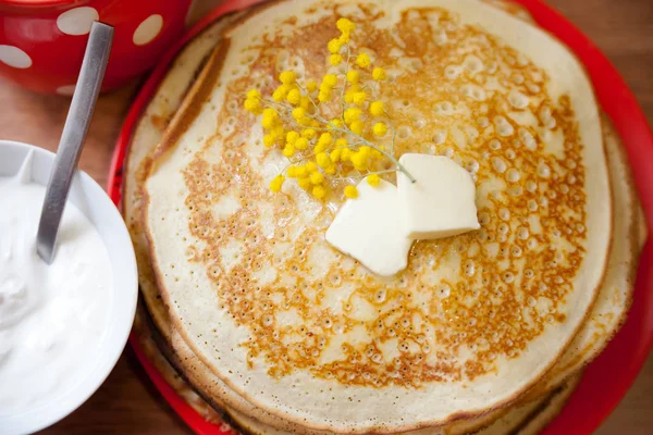 Traditional Russian Pancakes Shrove Tuesday — Stock Photo, Image