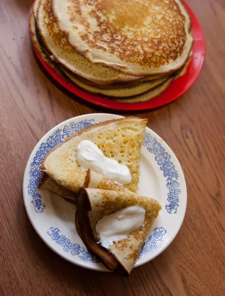 Tradicional Ruso Panqueques Shrove Martes — Foto de Stock