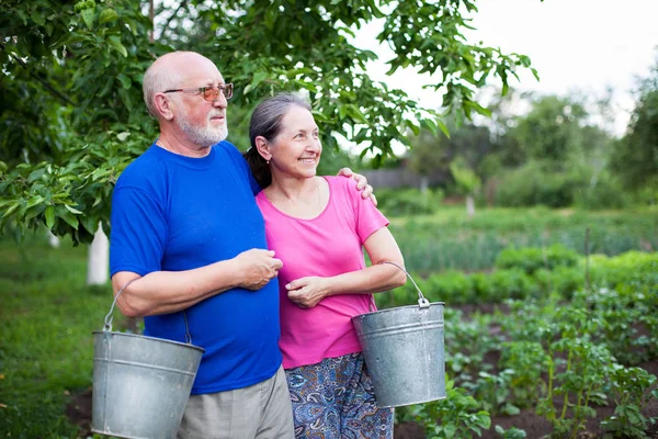 Coppia Matura Cancello Wicket Villetta Villaggio — Foto Stock