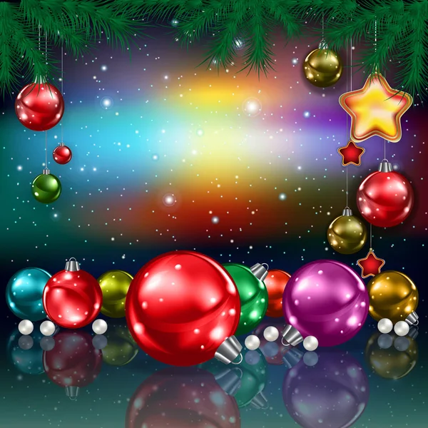 Salutation Bleue Noël Avec Flocons Neige Décorations — Image vectorielle