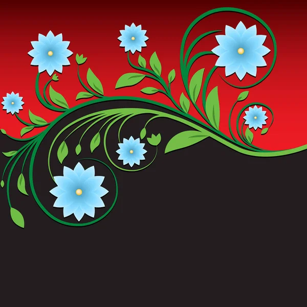 Ornamento Floral Primavera Abstracto Sobre Fondo Rojo Negro — Vector de stock