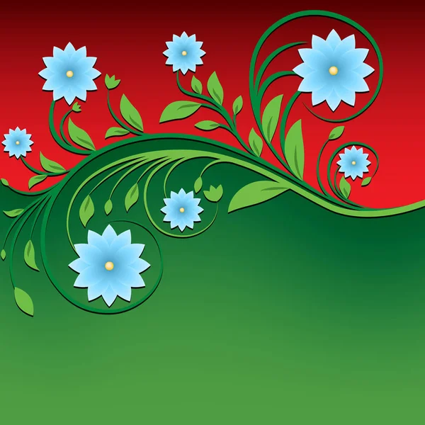 Ornamento Floral Primavera Abstracto Sobre Fondo Rojo Verde — Vector de stock