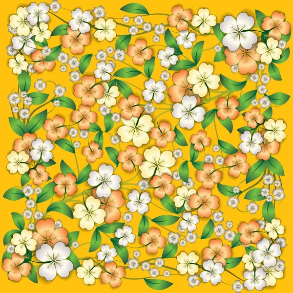 黄色の抽象的な花飾り — ストックベクタ