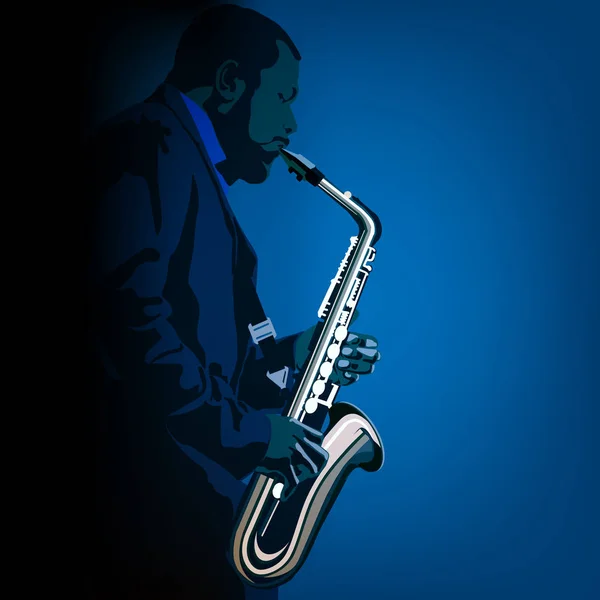 Ilustración musical abstracta con saxofonista — Archivo Imágenes Vectoriales