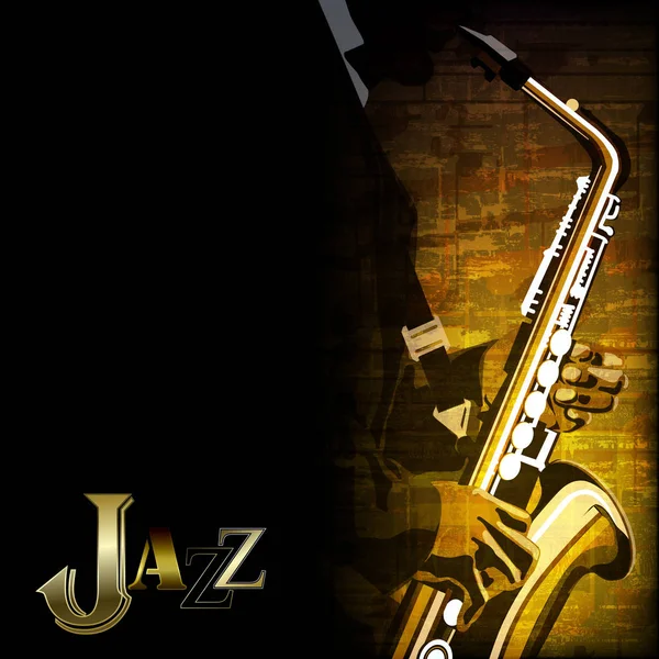Illustration de musique abstraite avec lecteur de saxophone sur le dos grunge — Image vectorielle