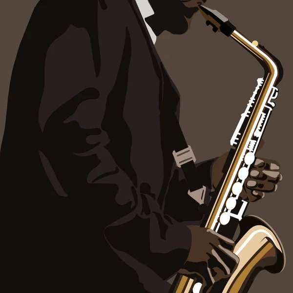 Ilustração musical abstrata com saxofone player — Vetor de Stock