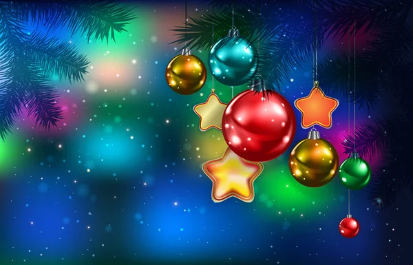 Fondo abstracto con decoraciones de Navidad — Vector de stock