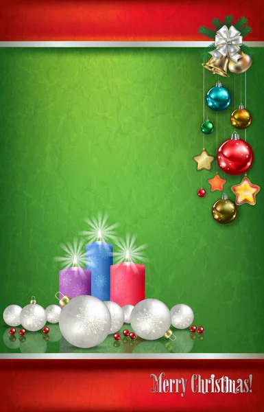 クリスマスの装飾と抽象的なグランジ背景 — ストックベクタ