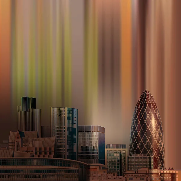 Fond brun abstrait avec panorama de Londres — Image vectorielle